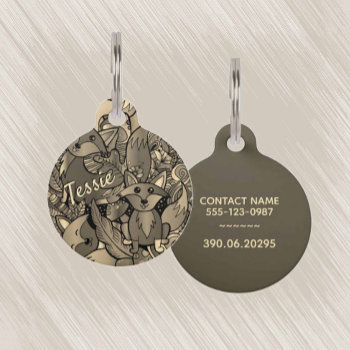 Get Foxy Sepia Tone Name Contact And License #  Pet Id Tag by kahmier at Zazzle