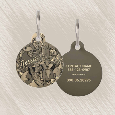 Get Foxy Sepia Tone Name Contact And License #  Pet Id Tag