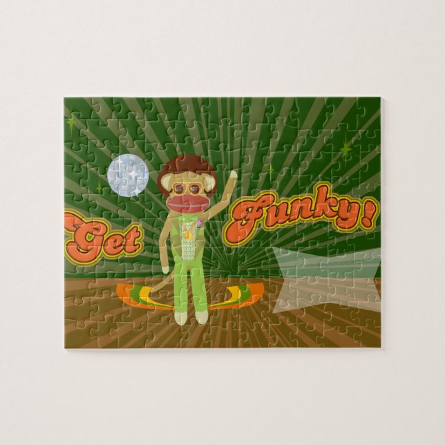 Get Funky Sock Monkey Custom Style Jigsaw Puzzle (Horizontal)