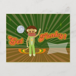 Get Funky Sock Monkey Custom Style Postcard