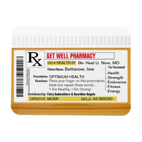 Get Healthy Get Strong Prescription Label Magnet