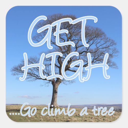 Get high go climb a tree arborist square sticker