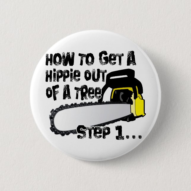 Get Hippies Out Of Your Trees Button (Front)