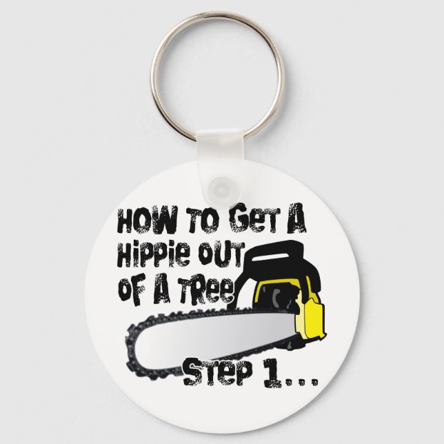Get Hippies Out Of Your Trees Keychain (Front)