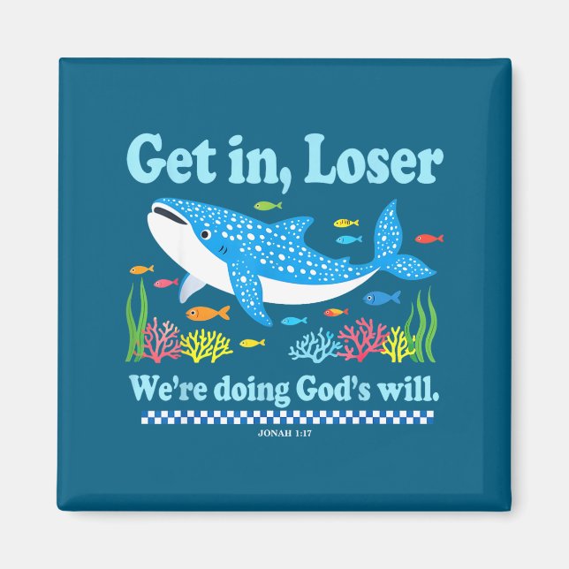 Get in doing god's will whale shark jesus bible magnet (Front)
