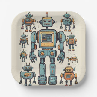 Get in Gear Robot Birthday - Large Robot Paper Plates