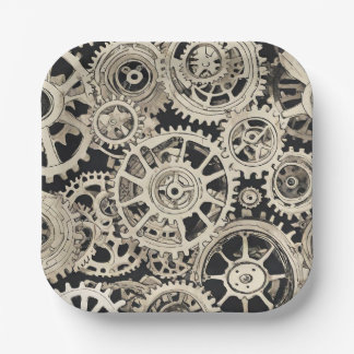 Get in Gear Robot Birthday Party - Gears Paper Plates
