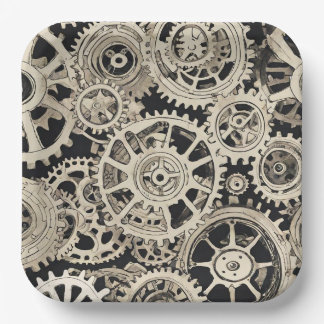 Get in Gear Robot Birthday Party - Gears Paper Plates