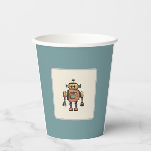 Get in Gear Robot Birthday _ Small Robot Paper Cups