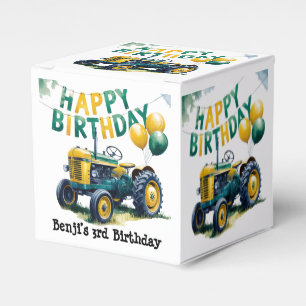 Get In Gear Tractor 3rd Birthday Bash Favor Boxes