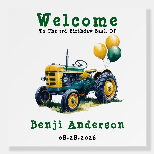 Get In Gear Tractor 3rd Birthday Bash Foam Board (Front)