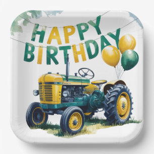 Get In Gear Tractor 3rd Birthday Bash Paper Plates