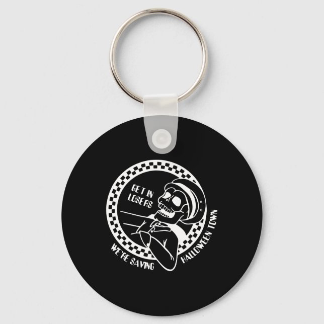 Get In Losers Lazy Halloween Costume Fun Skeleton  Keychain (Front)