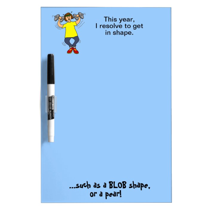 Get in Shape Funny New Years Resolution Cartoon Dry Erase Whiteboards