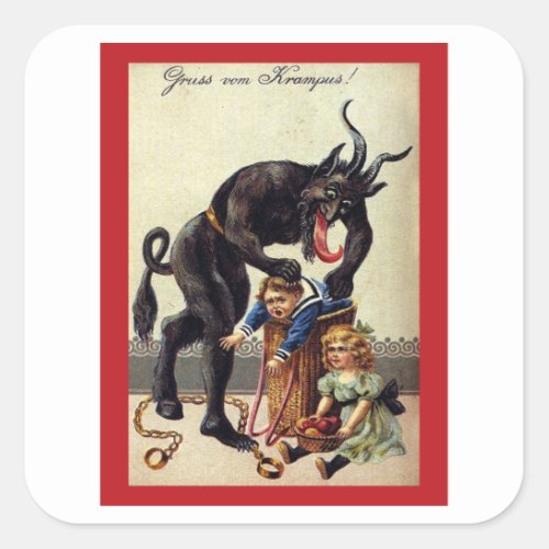 Get in the bag Kids_ Vintage Krampus Square Sticker