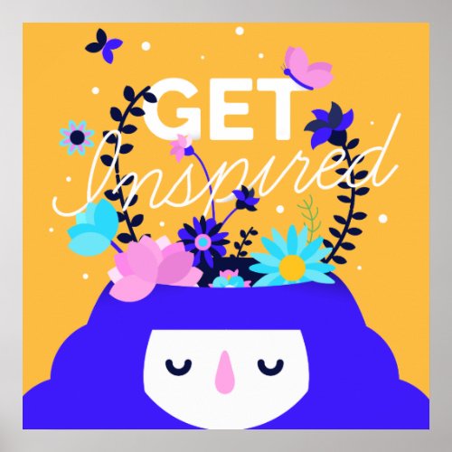 Get inspired nature girl colorful illustration poster