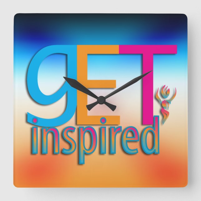 Get Inspired ~ Original Square Wall Clock (Front)