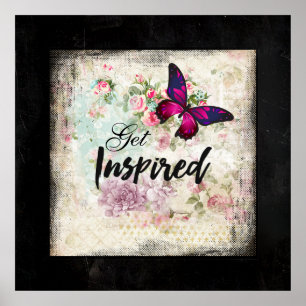 Get Inspired with Pretty Butterfly Vintage Collage Poster