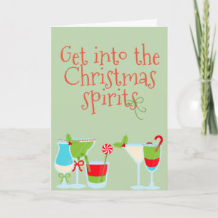 Get into the Christmas Spirits Cocktail Drinking Holiday Card