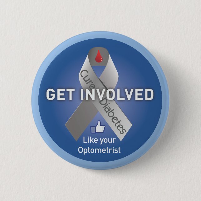 Get Involved-Help Cure Diabetes Pinback Button (Front)
