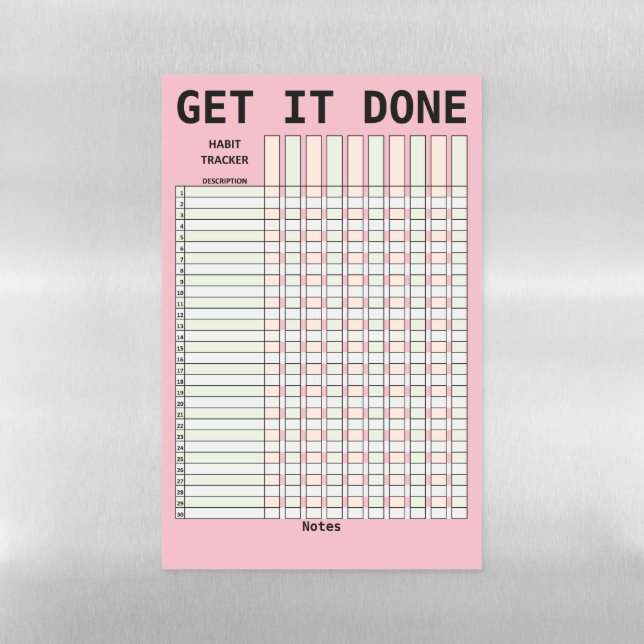 GET IT DONE Habit Tracker Magnetic Dry Erase Sheet (Vertical)