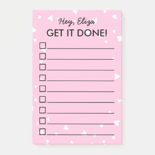 Get It Done Hearts Pink To Do List Custom Name Post-it Notes