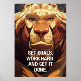 Tapisserie motivante Lion, bannière de salle de sport