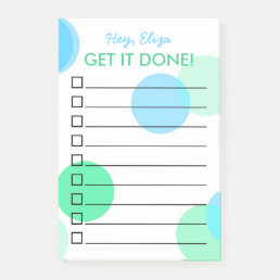 Get It Done Mint Confetti To Do List | Custom Name Post-it Notes