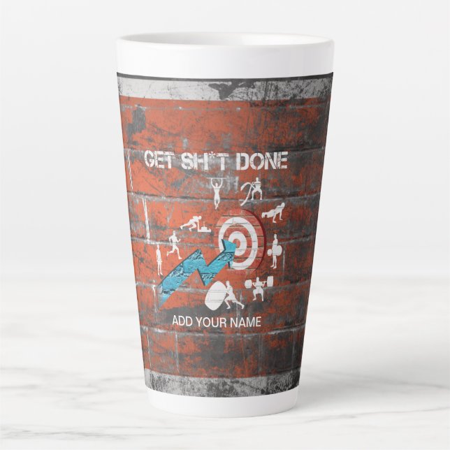 Get it Done Motivational Fitnes Workout  Giant Cof Latte Mug (Front)