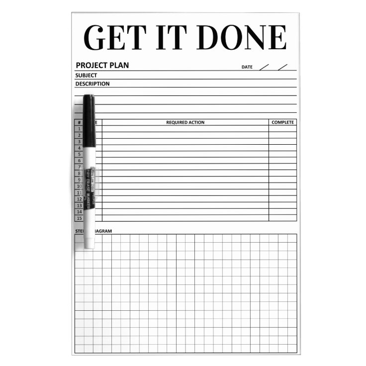 GET IT DONE Project Plan Dry Erase Board Zazzle