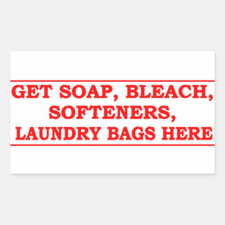 'Get Laundry Items Here' Laundromat Red Overlay Rectangular Sticker