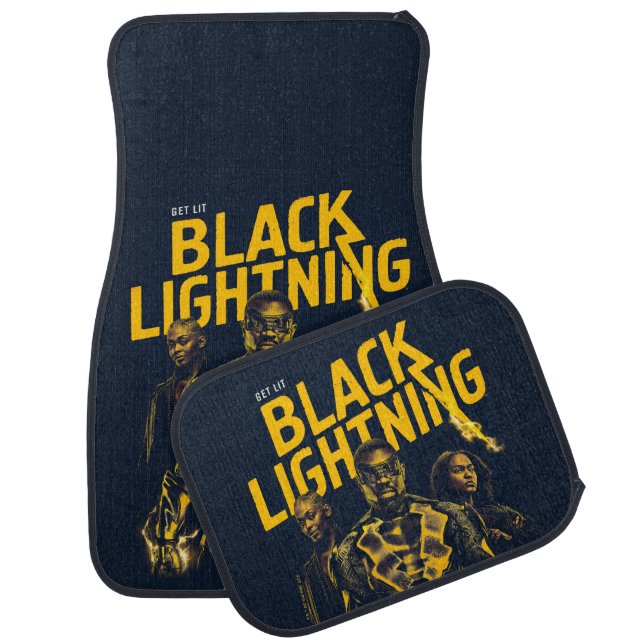 Get Lit - Black Lightning Car Floor Mat (Set)