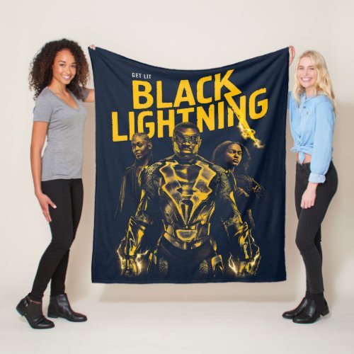 Get Lit _ Black Lightning Fleece Blanket