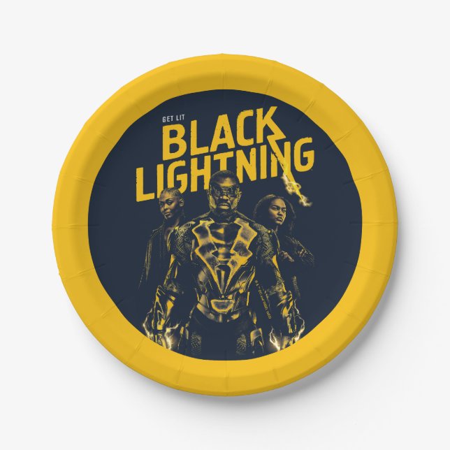 Get Lit - Black Lightning Paper Plates (Front)