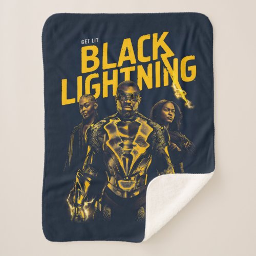 Get Lit _ Black Lightning Sherpa Blanket