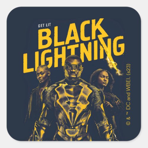 Get Lit _ Black Lightning Square Sticker