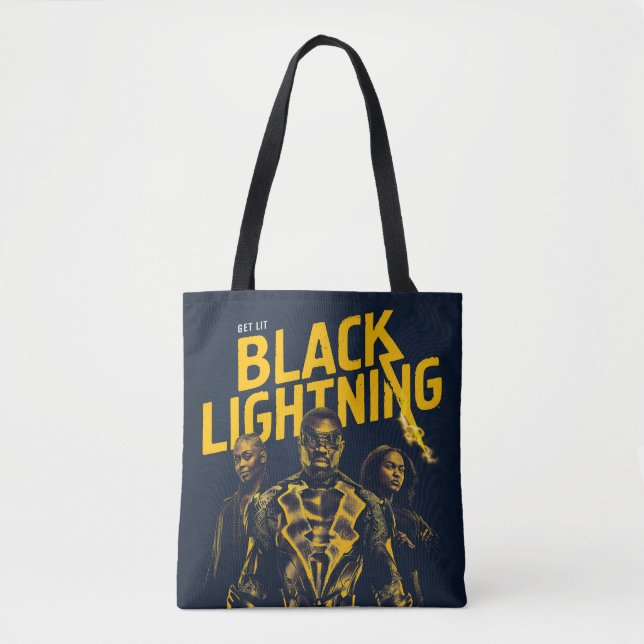 Get Lit - Black Lightning Tote Bag (Front)