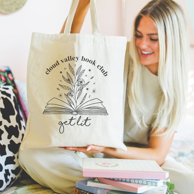Get Lit Blooming Floral Book Personalized Tote Bag (Creator Uploaded)