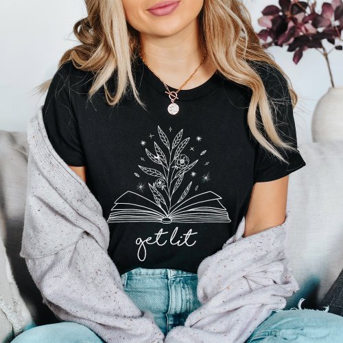 Get Lit Blooming Floral Book T_Shirt