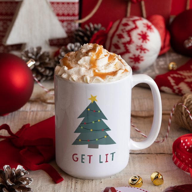 Get Lit | Funny Christmas Two-Tone Coffee Mug