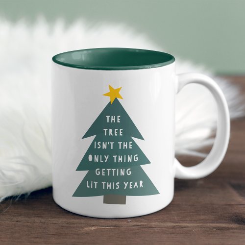 Get Lit  Funny Christmas Two_Tone Coffee Mug