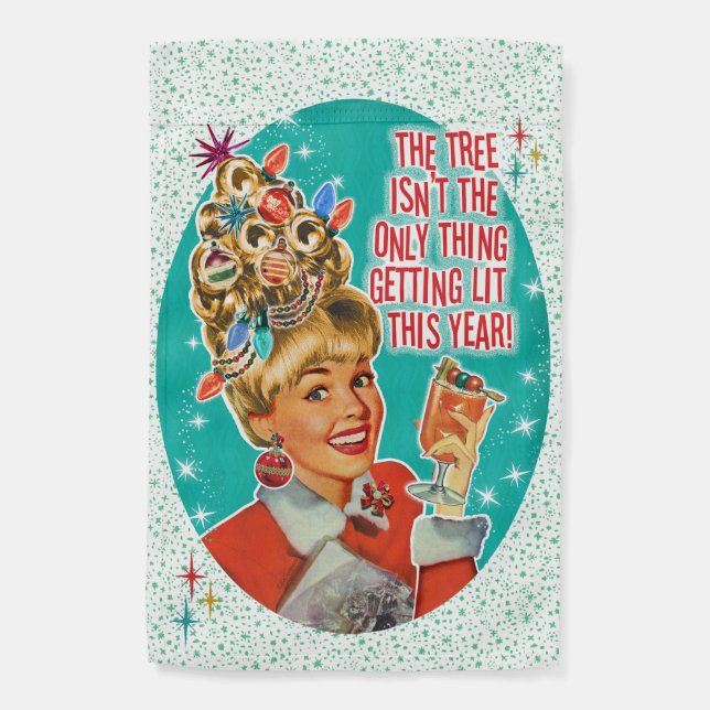 Get Lit Girl Christmas Flag (Back)