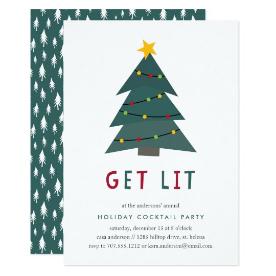 get lit holiday cocktail party invitation zazzle com christmas cocktail party invites