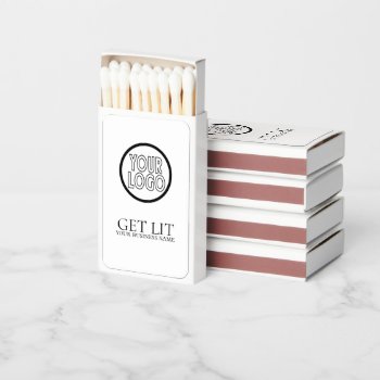 Get Lit Personalized Business Logo Matchboxes by Ricaso_Intros at Zazzle