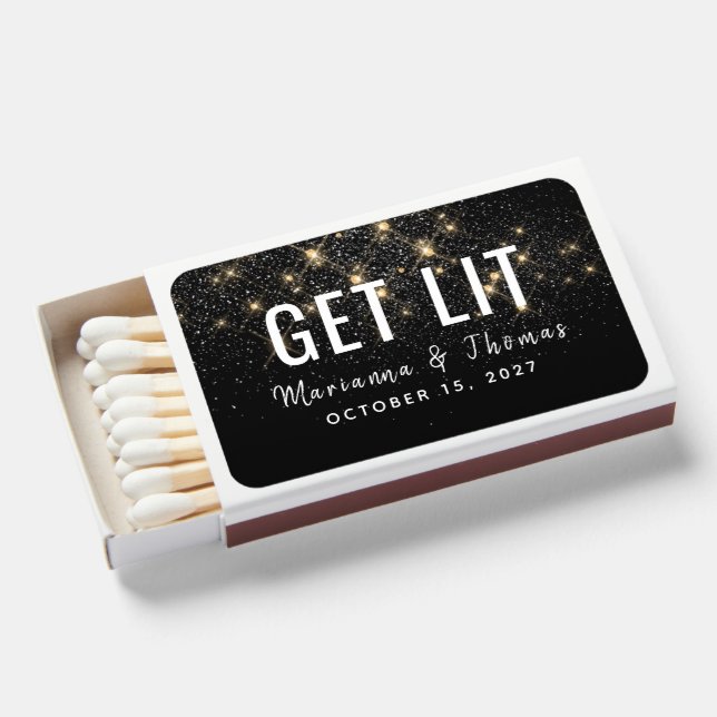 Get Lit Wedding Favor Matchboxes (Front Open)