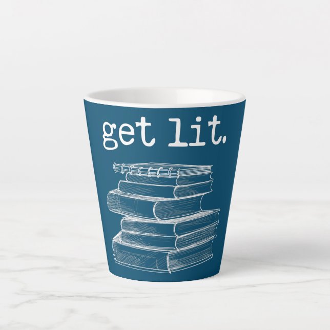 Get Lit with Books Funny Meme Book Lover Reading  Latte Mug (Front)