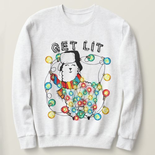 Get Lit with our Hilarious Funny Christmas Llama  Sweatshirt