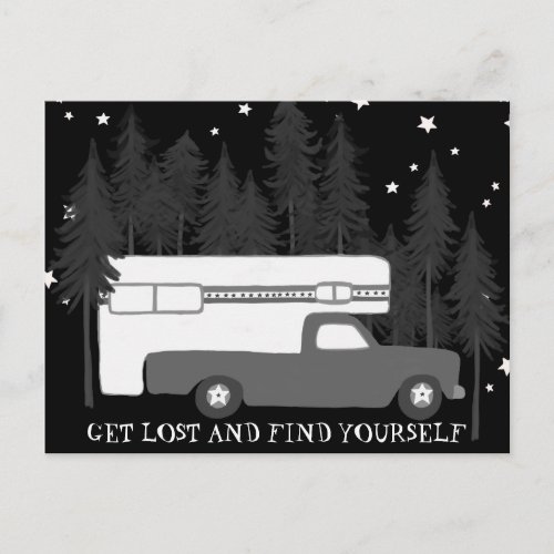 GET LOST  FIND YOURSELF Camping Camper Truck RV Postcard