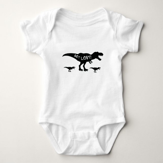 Get lost Funny Dinosaurs black and white Cute wild Baby Bodysuit (Front)