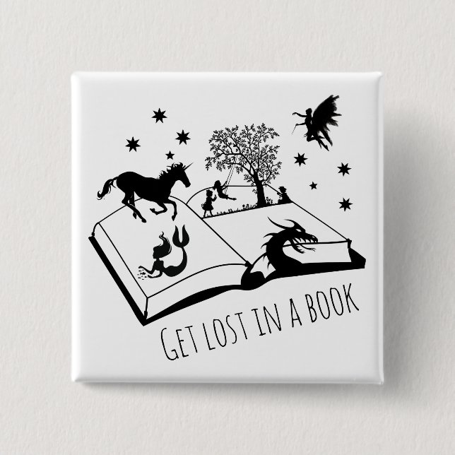 Get Lost in a Book Button (Front)